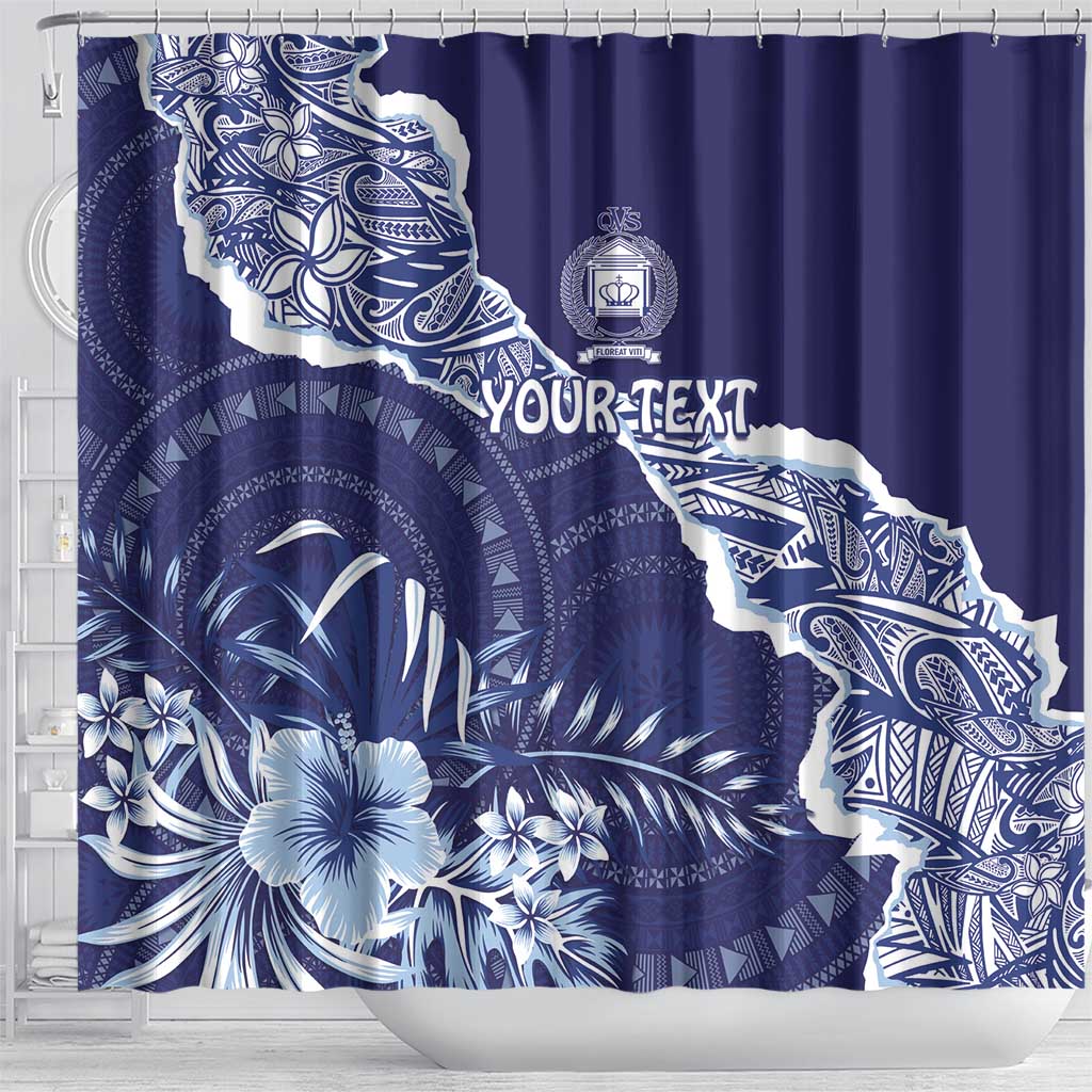 Fiji Queen Victoria School Personalised Shower Curtain Masi Tapa Torn Style
