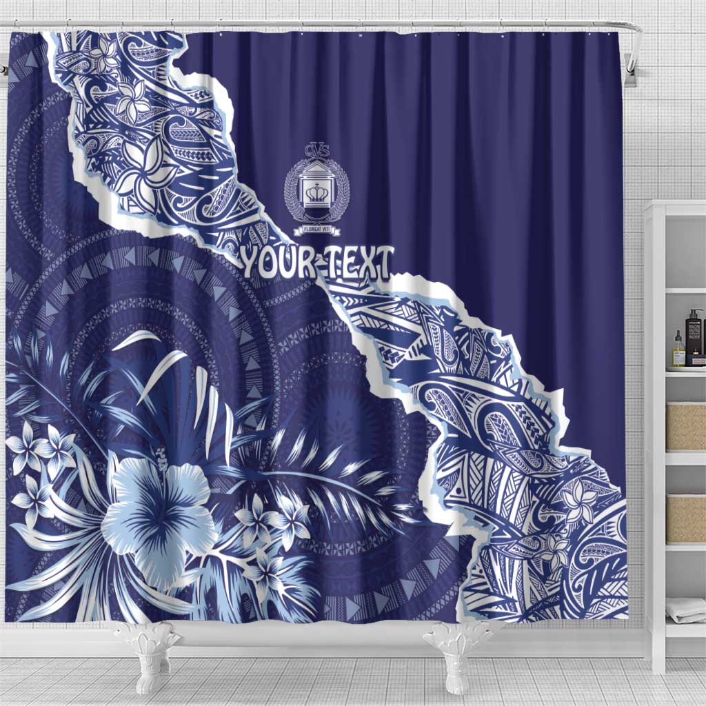 Fiji Queen Victoria School Personalised Shower Curtain Masi Tapa Torn Style