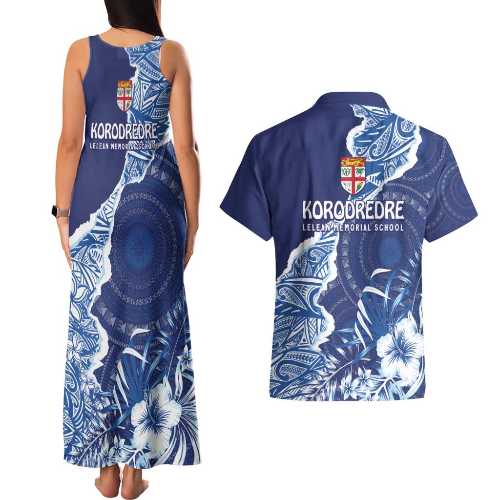 Fiji Lelean Memorial School Personalised Couples Matching Tank Maxi Dress and Hawaiian Shirt Korodredre Davuilevu Masi Mix Style