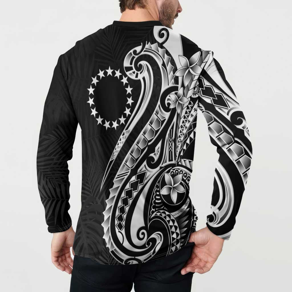 Kia Orana Cook Islands Button Sweatshirt Kerekere Plumeria Tropical Waves - Polynesian Pride