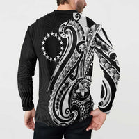 Kia Orana Cook Islands Button Sweatshirt Kerekere Plumeria Tropical Waves - Polynesian Pride