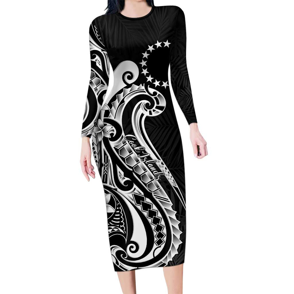 Kia Orana Cook Islands Family Matching Long Sleeve Bodycon Dress and Hawaiian Shirt Kerekere Plumeria Tropical Waves - Polynesian Pride