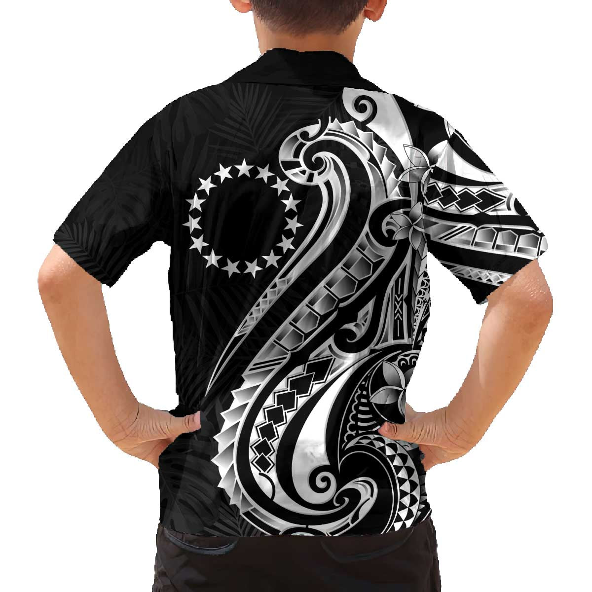 Kia Orana Cook Islands Family Matching Off The Shoulder Long Sleeve Dress and Hawaiian Shirt Kerekere Plumeria Tropical Waves - Polynesian Pride