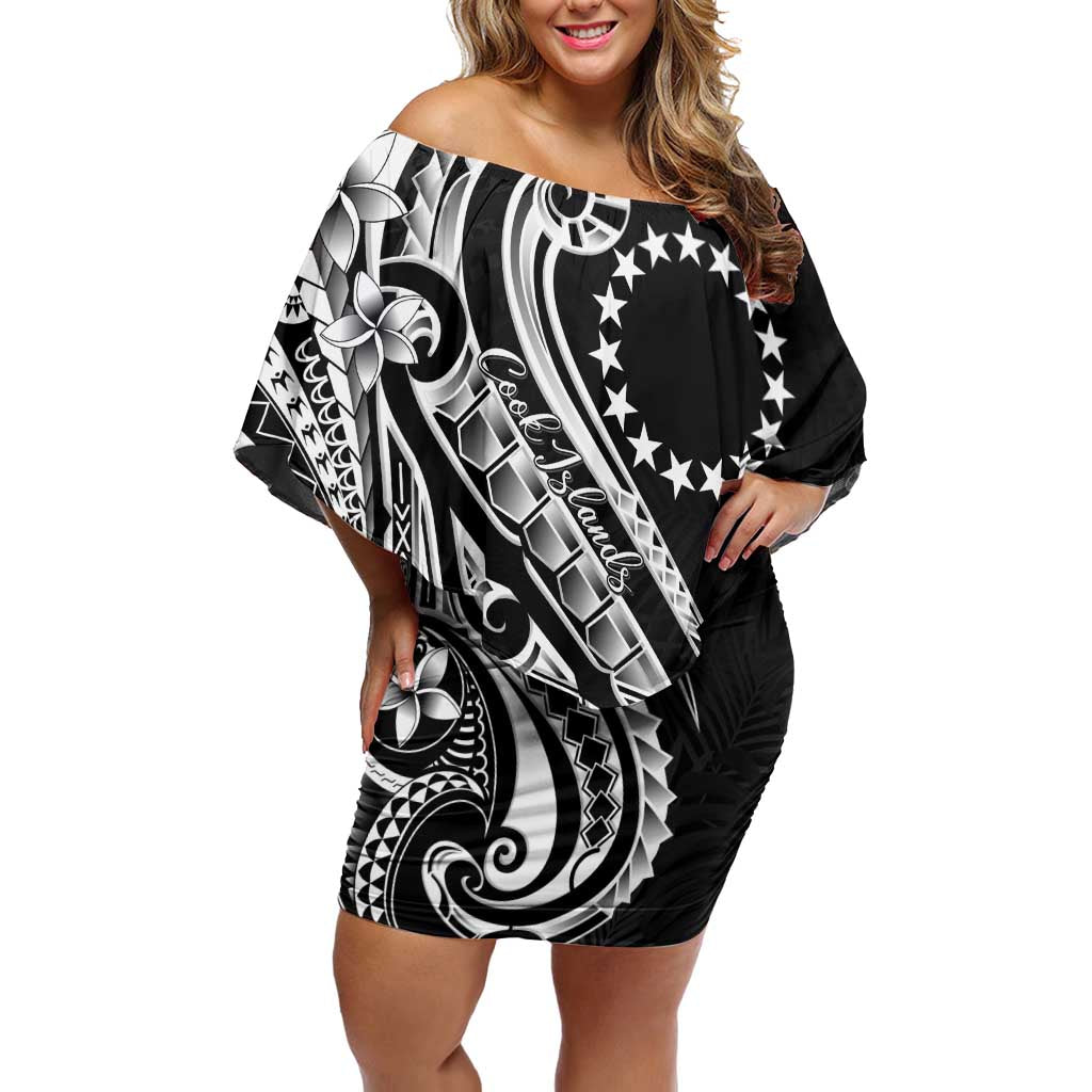 Kia Orana Cook Islands Family Matching Off Shoulder Short Dress and Hawaiian Shirt Kerekere Plumeria Tropical Waves - Polynesian Pride