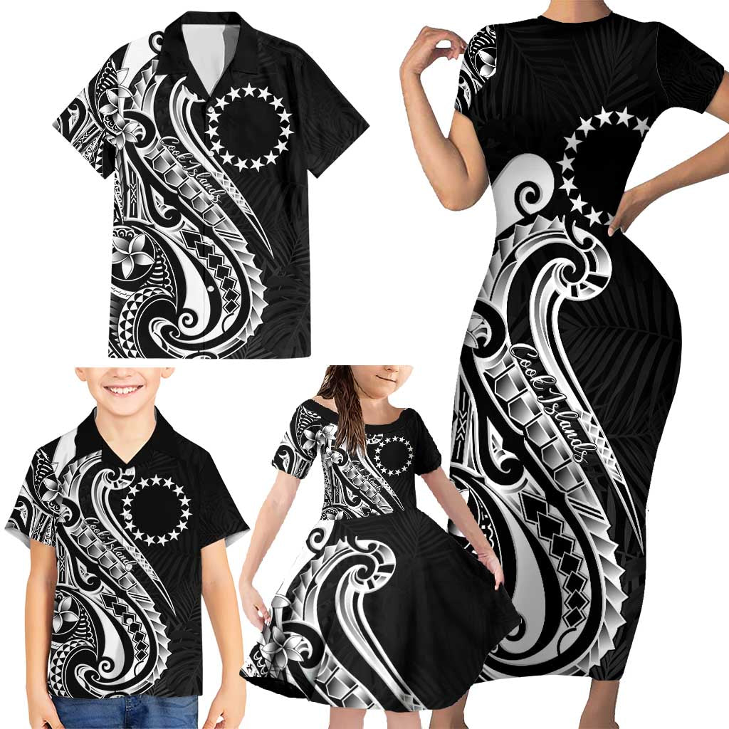 Kia Orana Cook Islands Family Matching Short Sleeve Bodycon Dress and Hawaiian Shirt Kerekere Plumeria Tropical Waves - Polynesian Pride