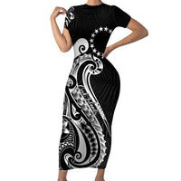 Kia Orana Cook Islands Family Matching Short Sleeve Bodycon Dress and Hawaiian Shirt Kerekere Plumeria Tropical Waves - Polynesian Pride