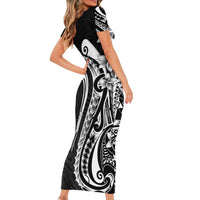 Kia Orana Cook Islands Family Matching Short Sleeve Bodycon Dress and Hawaiian Shirt Kerekere Plumeria Tropical Waves - Polynesian Pride