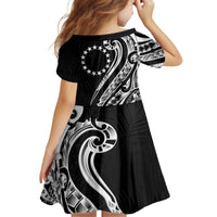 Kia Orana Cook Islands Kid Short Sleeve Dress Kerekere Plumeria Tropical Waves - Polynesian Pride