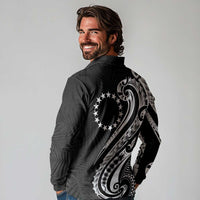 Kia Orana Cook Islands Long Sleeve Polo Shirt Kerekere Plumeria Tropical Waves - Polynesian Pride