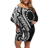 Kia Orana Cook Islands Off Shoulder Short Dress Kerekere Plumeria Tropical Waves - Polynesian Pride