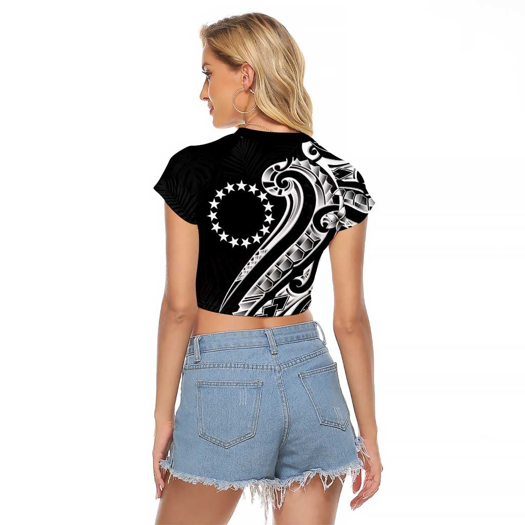 Kia Orana Cook Islands Raglan Cropped T Shirt Kerekere Plumeria Tropical Waves - Polynesian Pride
