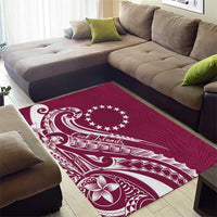 Kia Orana Cook Islands Area Rug Maroon Plumeria Tropical Waves - Polynesian Pride