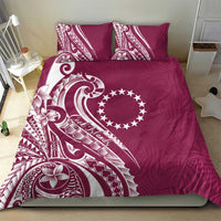 Kia Orana Cook Islands Bedding Set Maroon Plumeria Tropical Waves - Polynesian Pride