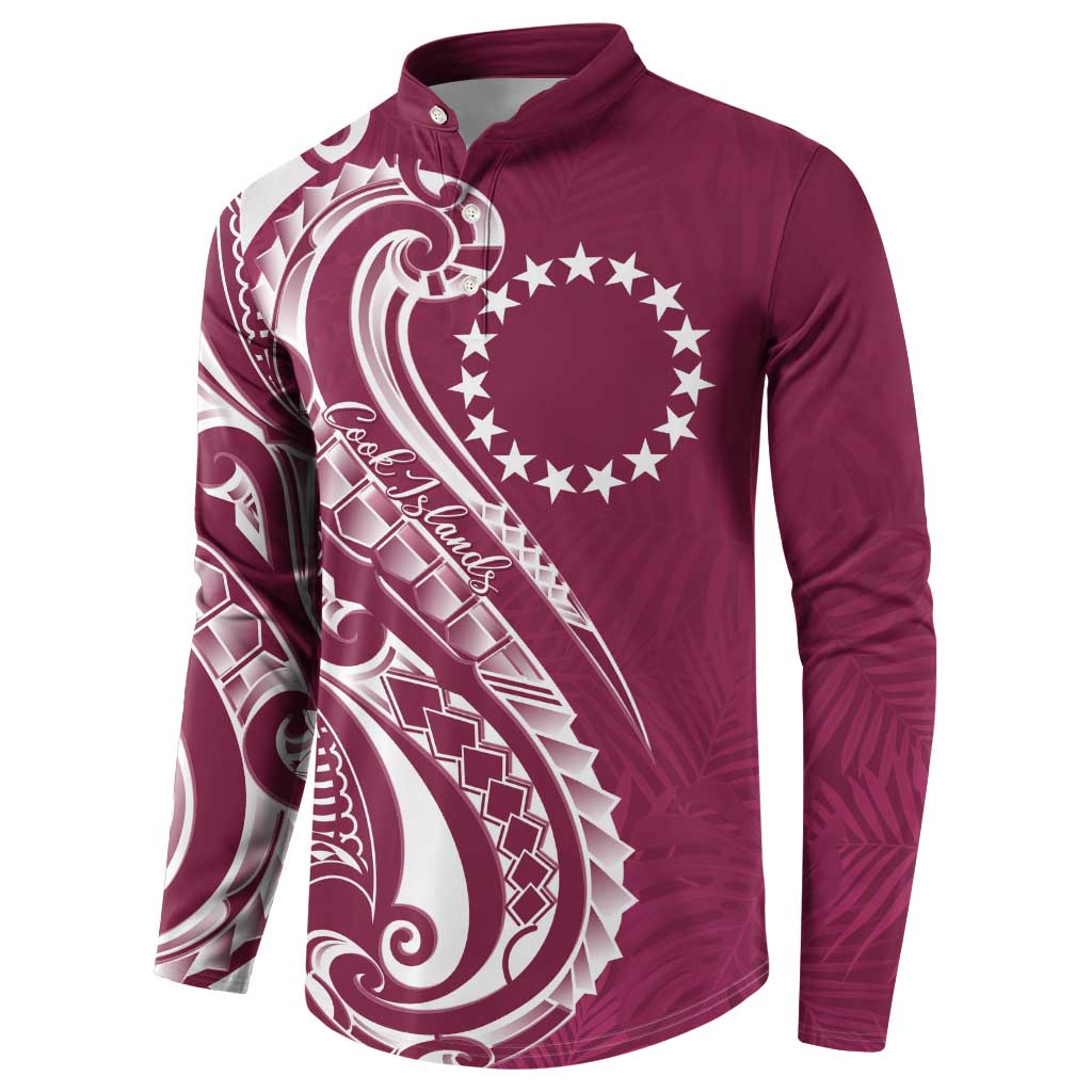 Kia Orana Cook Islands Button Sweatshirt Maroon Plumeria Tropical Waves - Polynesian Pride