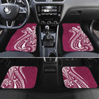 Kia Orana Cook Islands Car Mats Maroon Plumeria Tropical Waves - Polynesian Pride