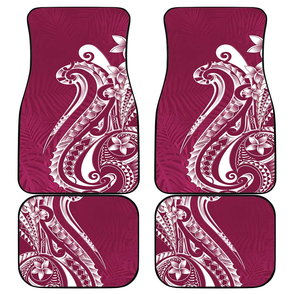 Kia Orana Cook Islands Car Mats Maroon Plumeria Tropical Waves - Polynesian Pride