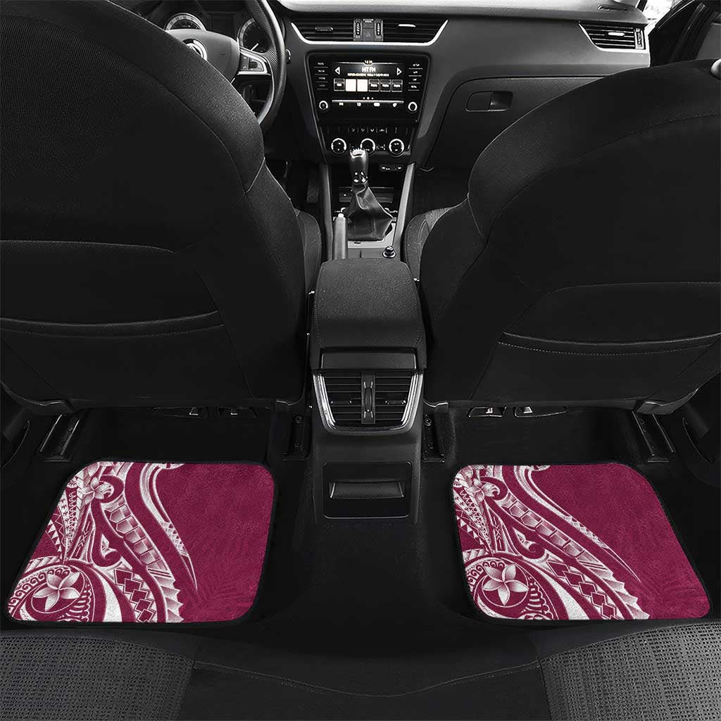 Kia Orana Cook Islands Car Mats Maroon Plumeria Tropical Waves - Polynesian Pride
