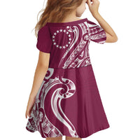 Kia Orana Cook Islands Family Matching Mermaid Dress and Hawaiian Shirt Maroon Plumeria Tropical Waves - Polynesian Pride