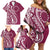 Kia Orana Cook Islands Family Matching Off Shoulder Short Dress and Hawaiian Shirt Maroon Plumeria Tropical Waves - Polynesian Pride