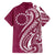 Kia Orana Cook Islands Family Matching Off Shoulder Short Dress and Hawaiian Shirt Maroon Plumeria Tropical Waves - Polynesian Pride