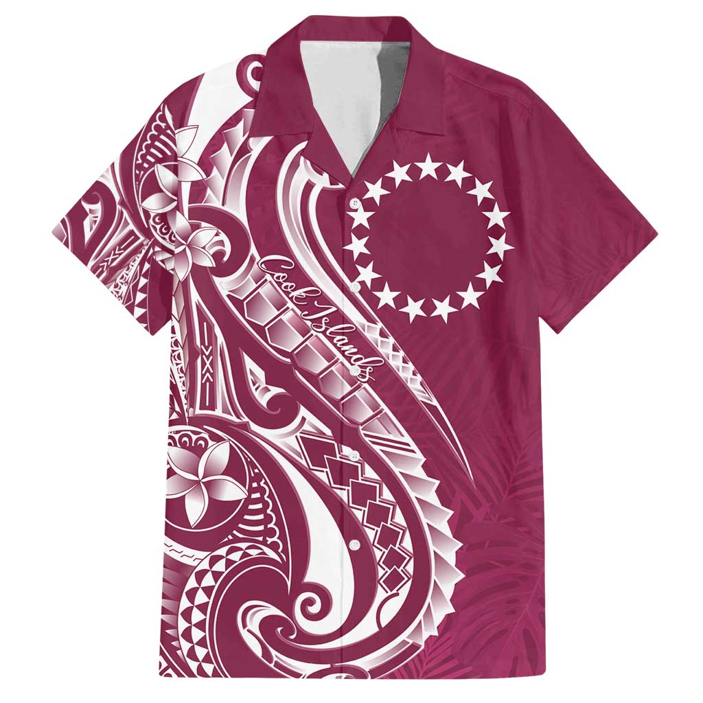 Kia Orana Cook Islands Family Matching Puletasi and Hawaiian Shirt Maroon Plumeria Tropical Waves - Polynesian Pride