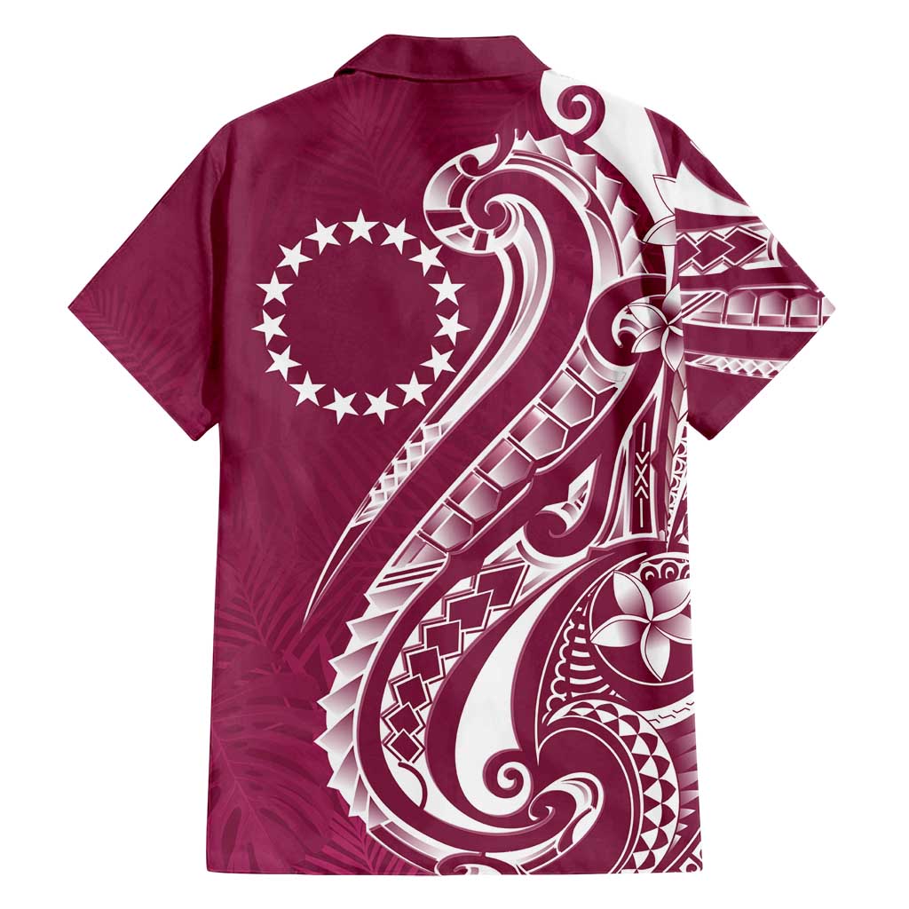 Kia Orana Cook Islands Family Matching Puletasi and Hawaiian Shirt Maroon Plumeria Tropical Waves - Polynesian Pride