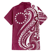 Kia Orana Cook Islands Family Matching Puletasi and Hawaiian Shirt Maroon Plumeria Tropical Waves - Polynesian Pride