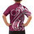 Kia Orana Cook Islands Family Matching Summer Maxi Dress and Hawaiian Shirt Maroon Plumeria Tropical Waves - Polynesian Pride