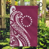 Kia Orana Cook Islands Garden Flag Maroon Plumeria Tropical Waves - Polynesian Pride
