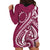 Kia Orana Cook Islands Hoodie Dress Maroon Plumeria Tropical Waves - Polynesian Pride
