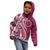 Kia Orana Cook Islands Kid Hoodie Maroon Plumeria Tropical Waves - Polynesian Pride