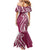 Kia Orana Cook Islands Mermaid Dress Maroon Plumeria Tropical Waves - Polynesian Pride