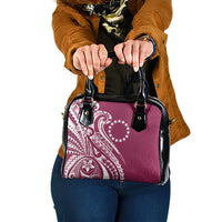 Kia Orana Cook Islands Shoulder Handbag Maroon Plumeria Tropical Waves - Polynesian Pride