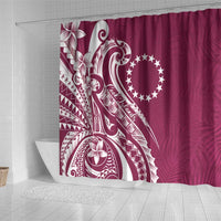 Kia Orana Cook Islands Shower Curtain Maroon Plumeria Tropical Waves - Polynesian Pride