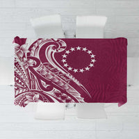 Kia Orana Cook Islands Tablecloth Maroon Plumeria Tropical Waves - Polynesian Pride