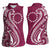 Kia Orana Cook Islands Women Sleeveless Polo Shirt Maroon Plumeria Tropical Waves - Polynesian Pride