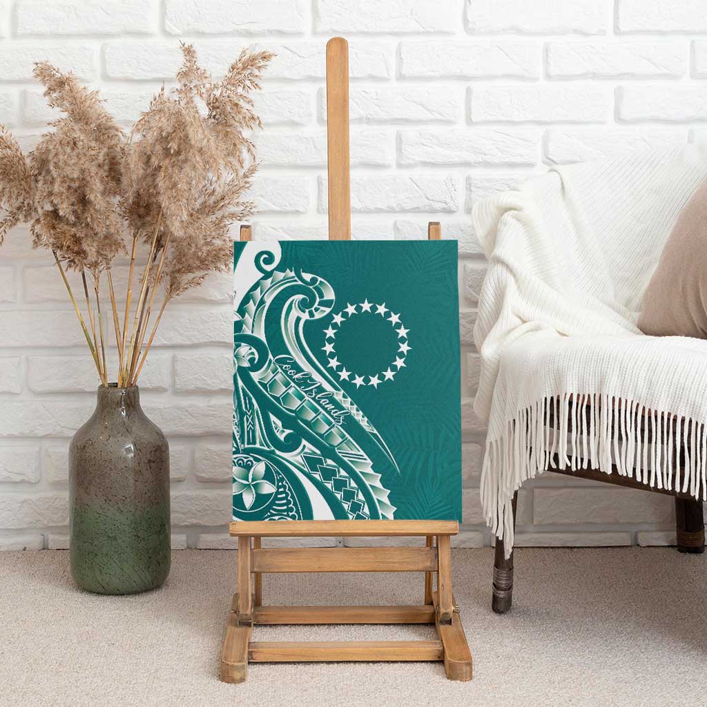 Kia Orana Cook Islands Canvas Wall Art Teal Plumeria Tropical Waves - Polynesian Pride