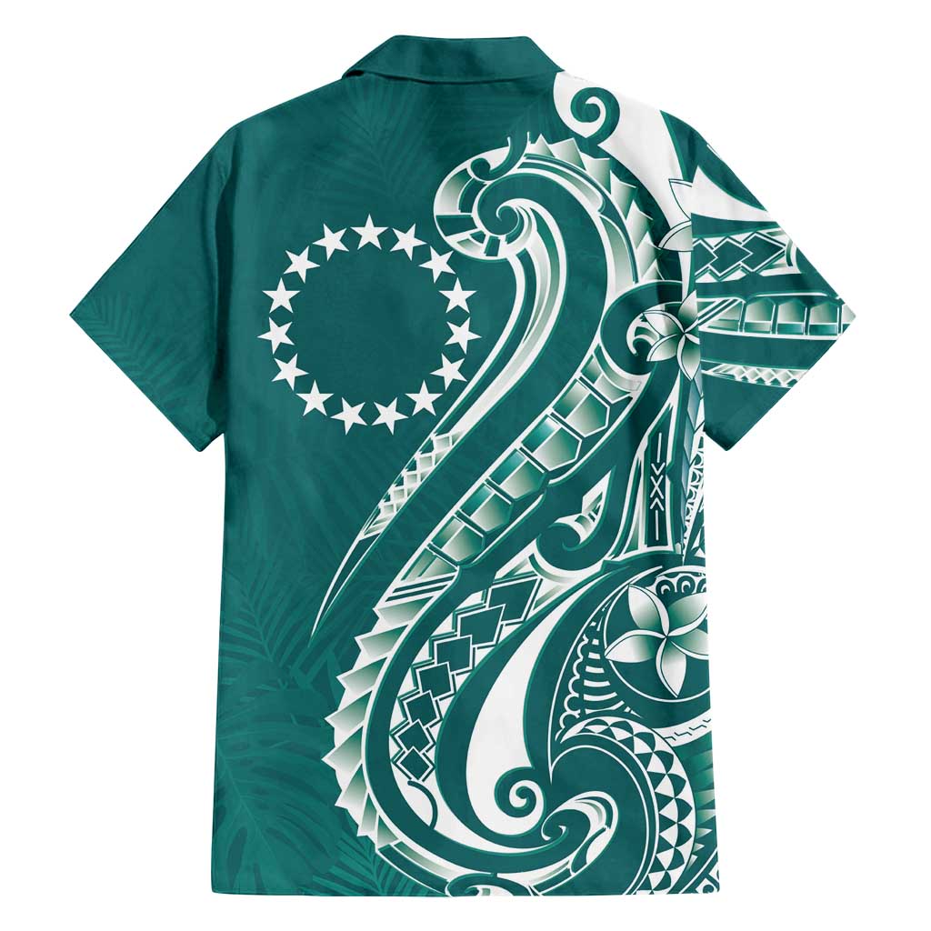 Kia Orana Cook Islands Family Matching Off Shoulder Maxi Dress and Hawaiian Shirt Teal Plumeria Tropical Waves - Polynesian Pride