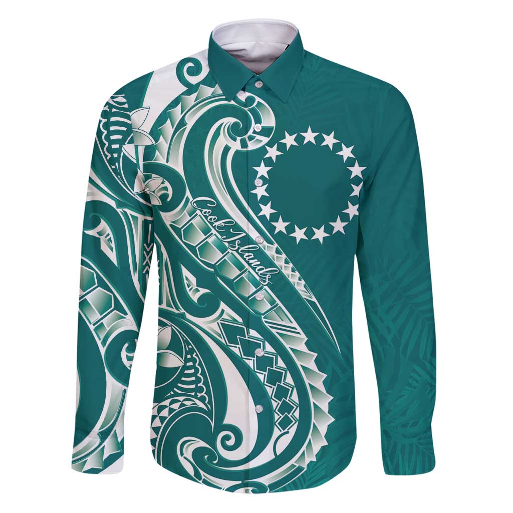 Kia Orana Cook Islands Family Matching Puletasi and Hawaiian Shirt Teal Plumeria Tropical Waves - Polynesian Pride