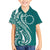 Kia Orana Cook Islands Family Matching Tank Maxi Dress and Hawaiian Shirt Teal Plumeria Tropical Waves - Polynesian Pride