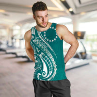 Kia Orana Cook Islands Men Tank Top Teal Plumeria Tropical Waves - Polynesian Pride