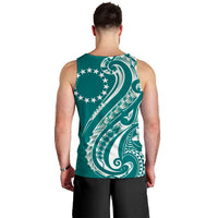 Kia Orana Cook Islands Men Tank Top Teal Plumeria Tropical Waves - Polynesian Pride
