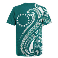 Kia Orana Cook Islands Rugby Jersey Teal Plumeria Tropical Waves - Polynesian Pride