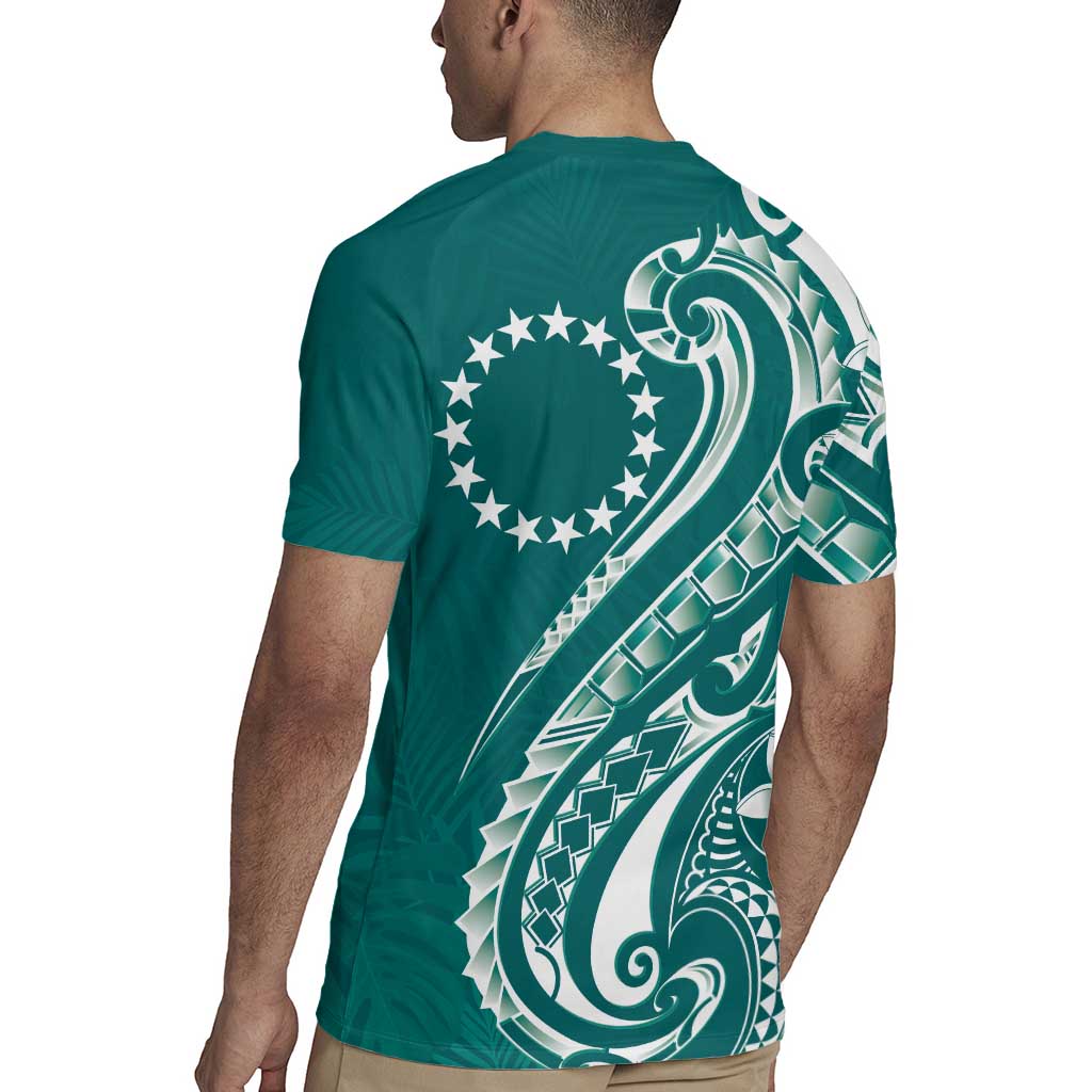 Kia Orana Cook Islands Rugby Jersey Teal Plumeria Tropical Waves - Polynesian Pride