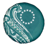 Kia Orana Cook Islands Spare Tire Cover Teal Plumeria Tropical Waves - Polynesian Pride
