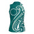 Kia Orana Cook Islands Women Sleeveless Polo Shirt Teal Plumeria Tropical Waves - Polynesian Pride