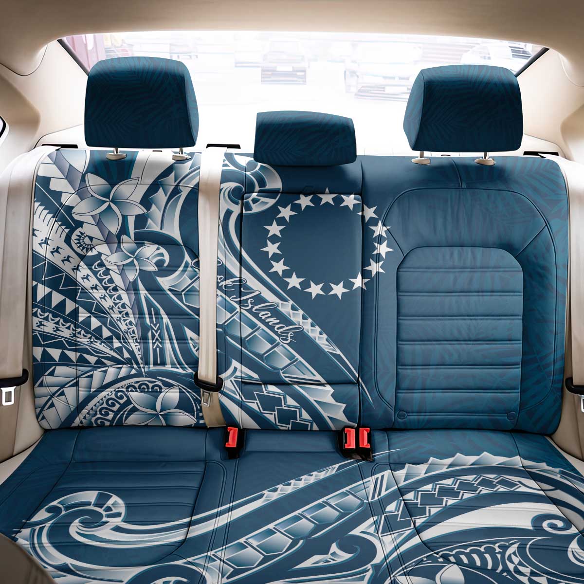 Kia Orana Cook Islands Back Car Seat Cover Auika Plumeria Tropical Waves - Polynesian Pride