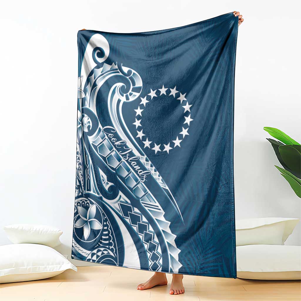 Kia Orana Cook Islands Blanket Auika Plumeria Tropical Waves - Polynesian Pride