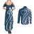 Kia Orana Cook Islands Couples Matching Summer Maxi Dress and Long Sleeve Button Shirt Auika Plumeria Tropical Waves - Polynesian Pride
