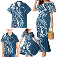 Kia Orana Cook Islands Family Matching Mermaid Dress and Hawaiian Shirt Auika Plumeria Tropical Waves - Polynesian Pride